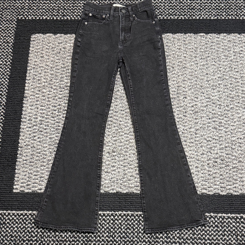Madewell Perfect Vintage Flare Jeans Womens 24 Black High Rise Stretch Denim